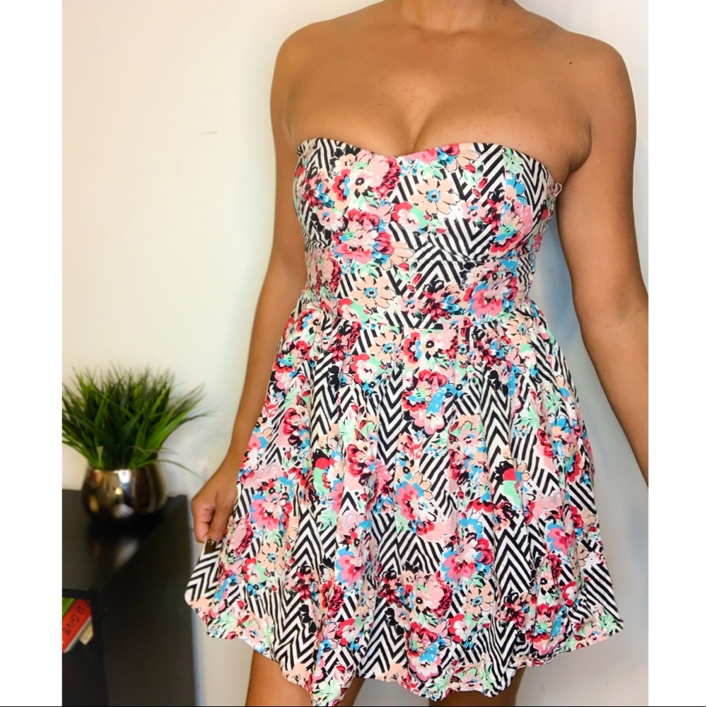 Floral Strapless Mini Dress